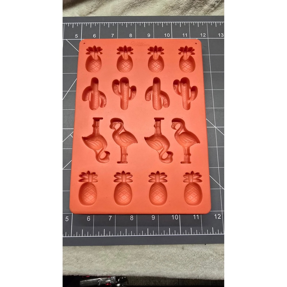 Wilton Tropical Silicone Mold Pineapple Cactus Flamingo Coral Candy Ice Tray